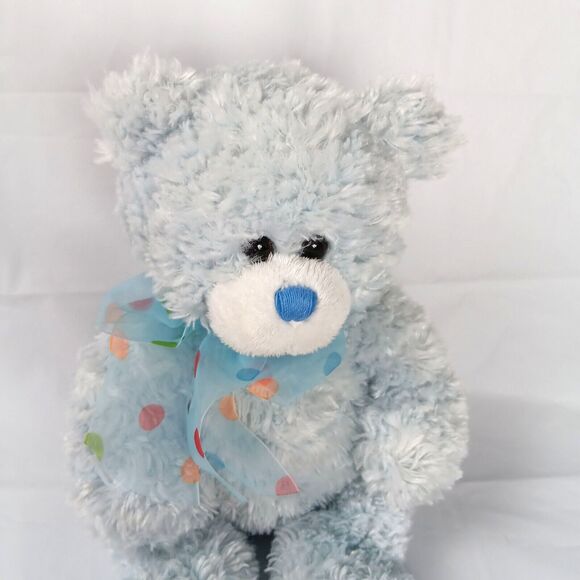 Ty Classic Raindrops The Blue Bear with a Polka Dot Ribbon Medium No Tags - Picture 3 of 13